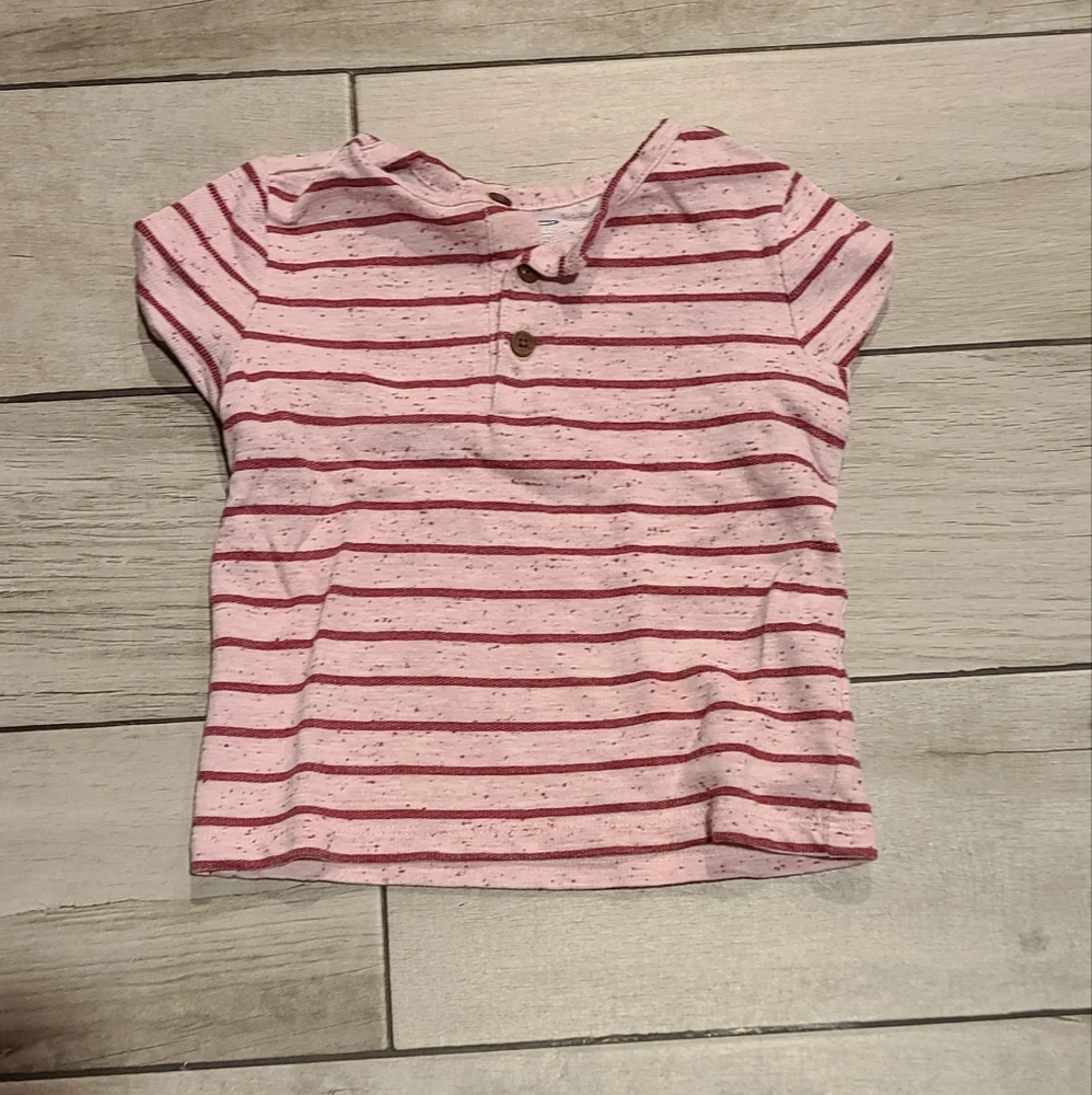 🍦Old Navy boys pink striped henley💫